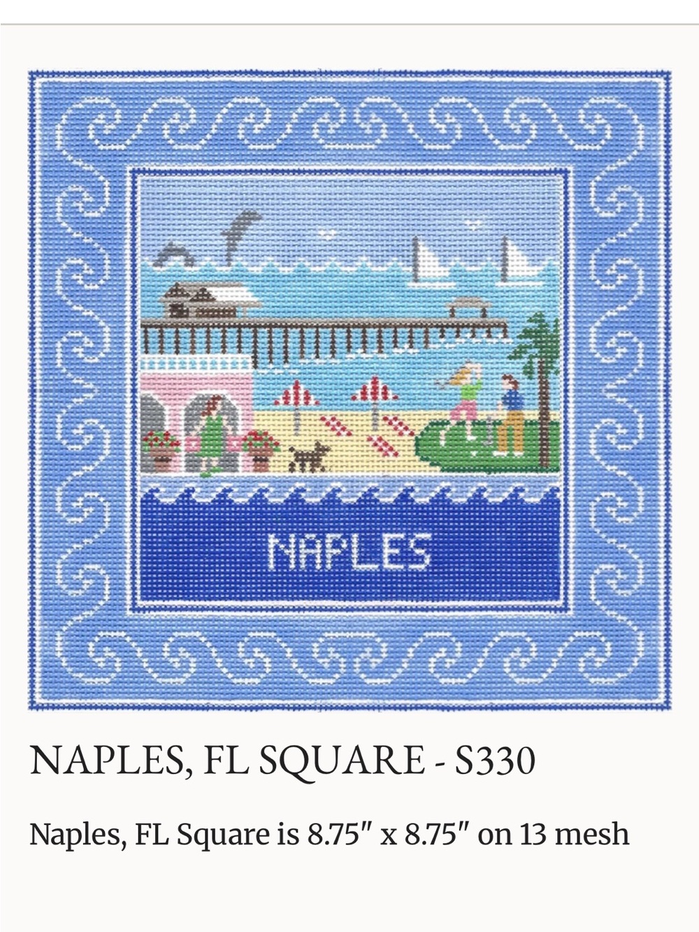 Needlepoint canvas -Naples Beach Scene